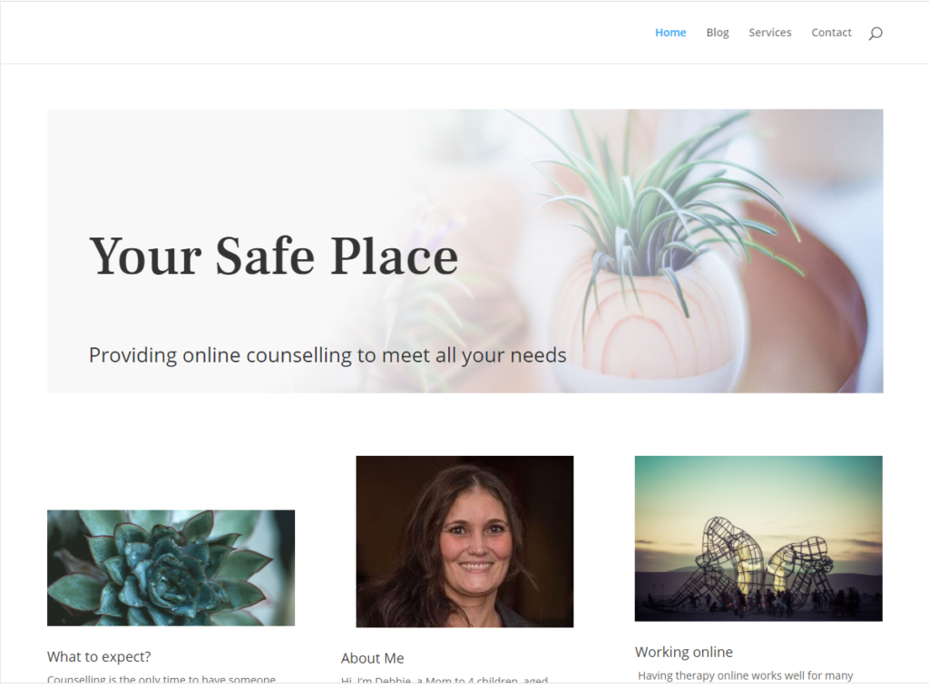This is the home page of My Safe Place Therapy web site