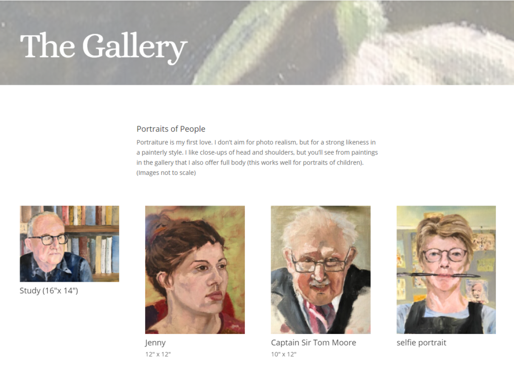 Screenshot of a Gallery or Portfolio page